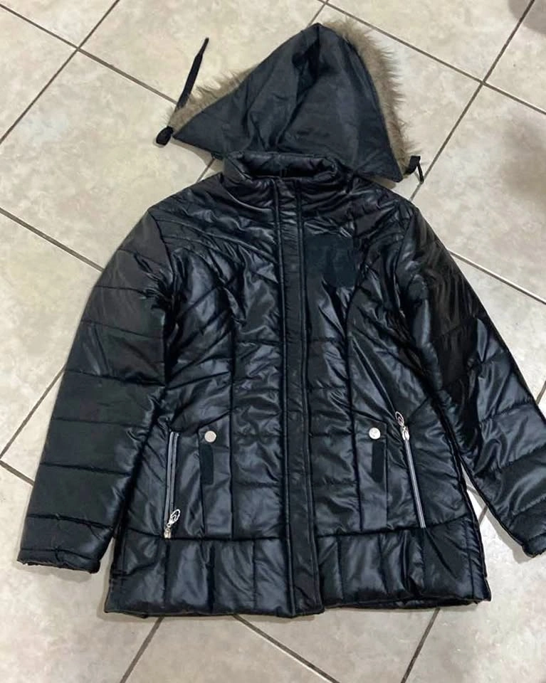 Black Puffer Jacket with Faux Fur Hood