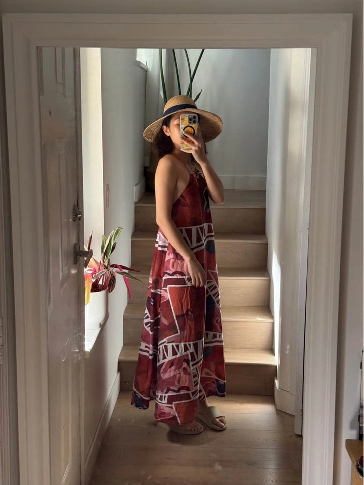 Abstract Print Halter Maxi Dress - photo 2