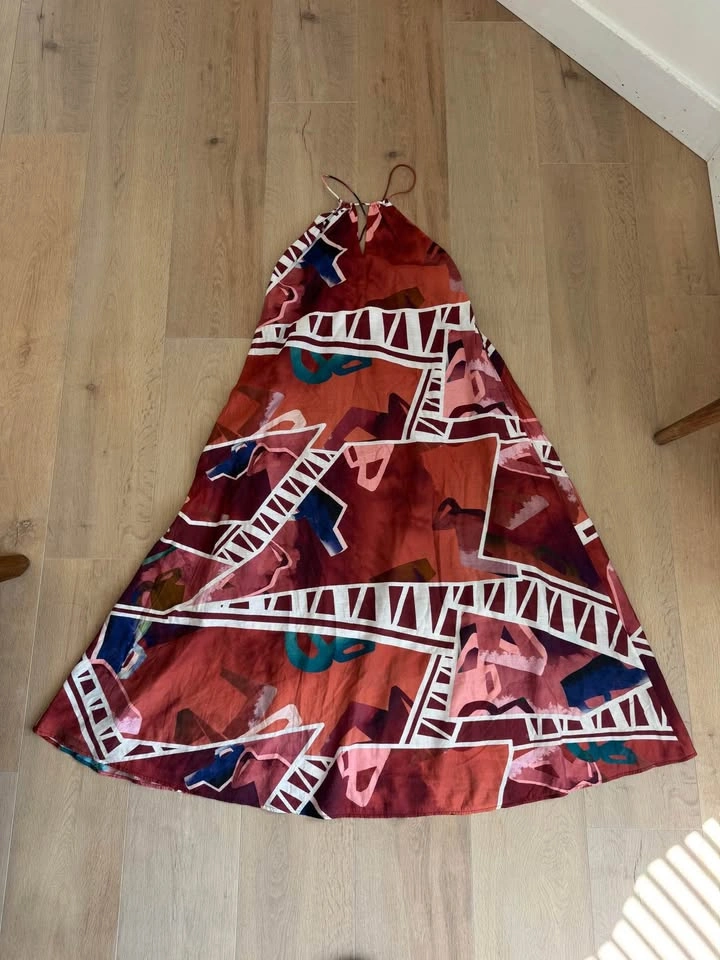 Abstract Print Halter Maxi Dress - photo 4