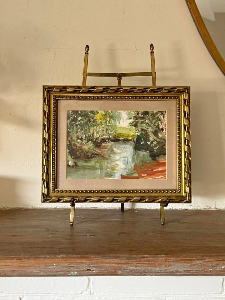 Vintage Framed Landscape Painting – Ornate Gold Frame 7.5” x 9.5