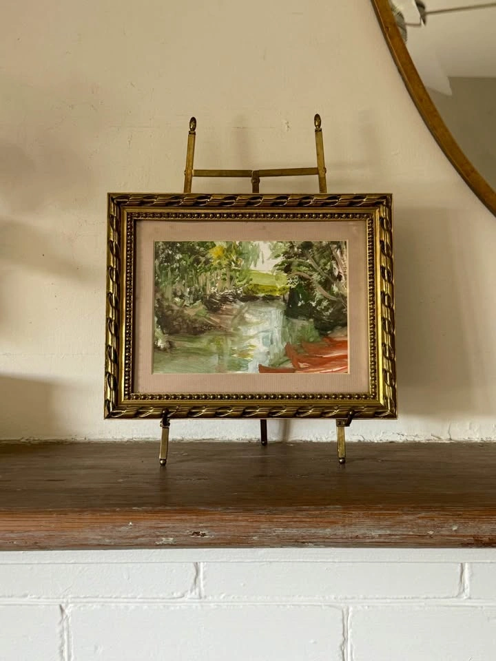 Vintage Framed Landscape Painting – Ornate Gold Frame 7.5” x 9.5 - photo 2