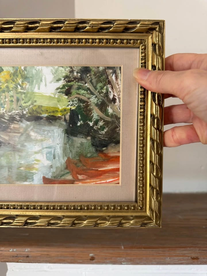 Vintage Framed Landscape Painting – Ornate Gold Frame 7.5” x 9.5 - photo 4
