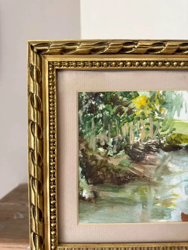 Vintage Framed Landscape Painting – Ornate Gold Frame 7.5” x 9.5 - photo 5