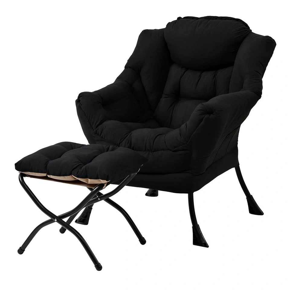 Lazy Chair with Ottoman – Black – Brand New