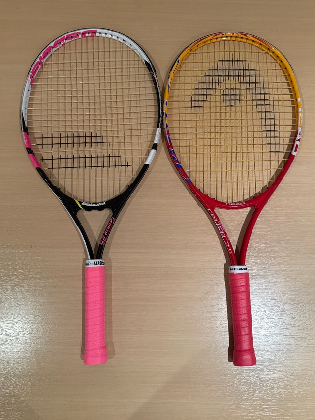 Babolat Genie 25 and Head Crush 25 Tennis Rackets New Grips