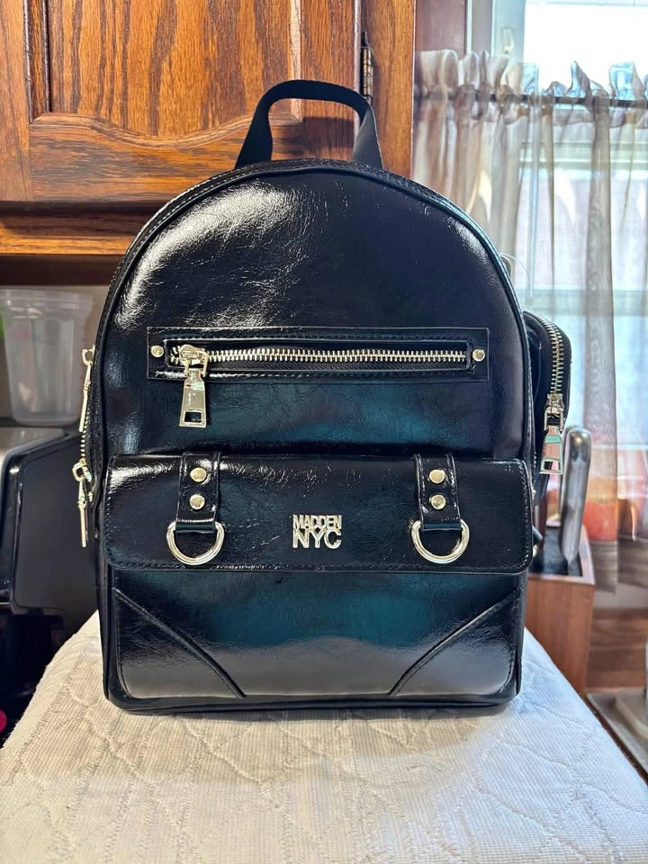 Madden NYC Women's Faux Leather Dome Ring Backpack NWT