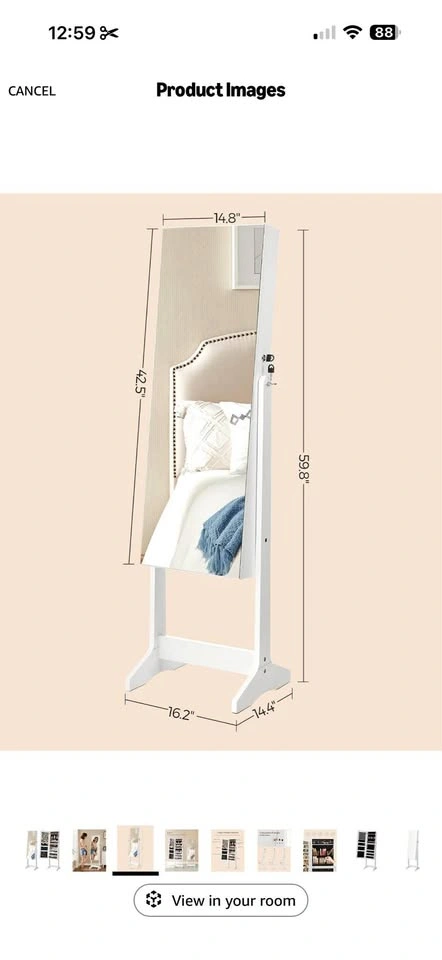 Mirror storage make up organizer