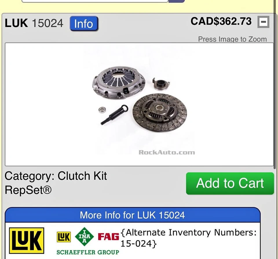 Subaru clutch kit LuK 15024