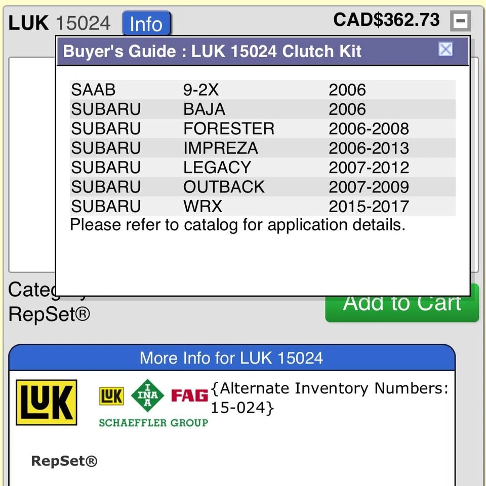 Subaru clutch kit LuK 15024 - photo 2