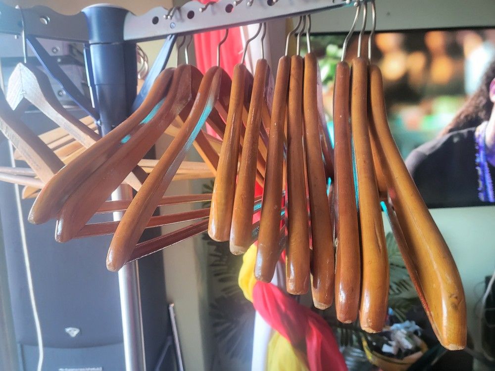 42 Vintage Wooden Hangers
