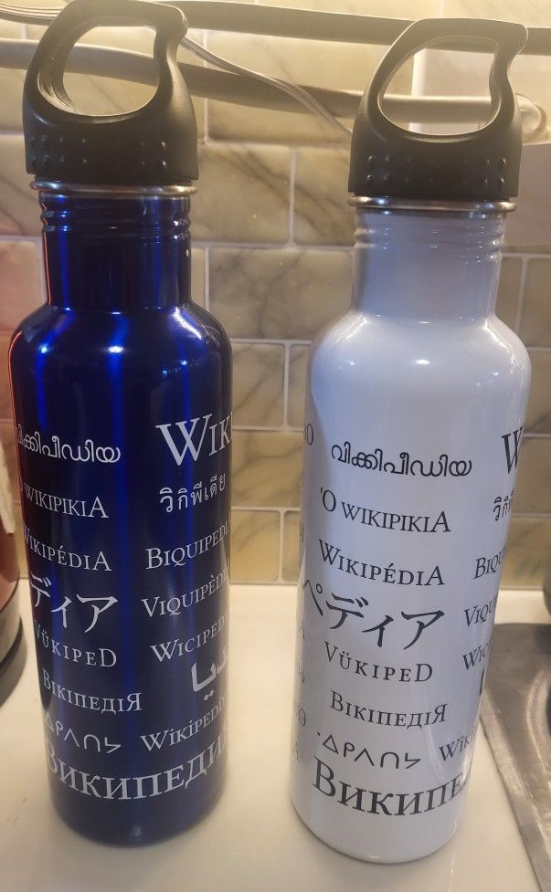h2go 24oz Rare Wikipedia Logo Cold Steel Travel Water Bottle - photo 2