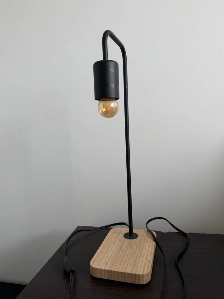 Industrial Metal and Wood Desk Lamp with extra bulb - photo 2