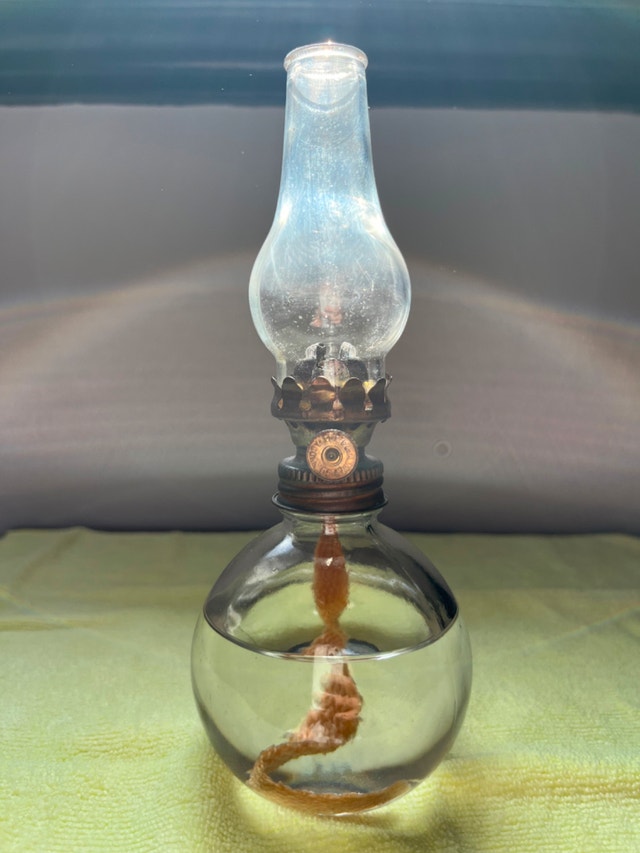 Vintage Small Clear Glass Oil Lamp