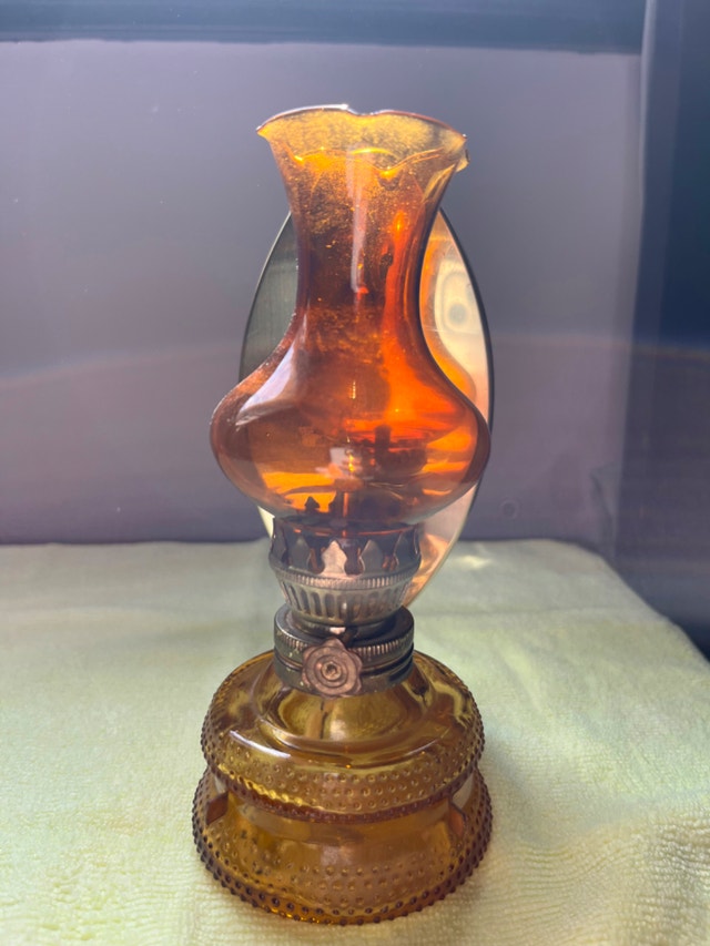 Vintage Amber Oil Lamp