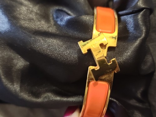 Hermès Clic Clac H Hinged Enamel Bangle Bracelet Gold Orange - photo 5
