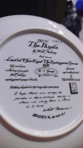 W.S. George The Panda Collector Plate Bradex 84-G20-15.1 - photo 4