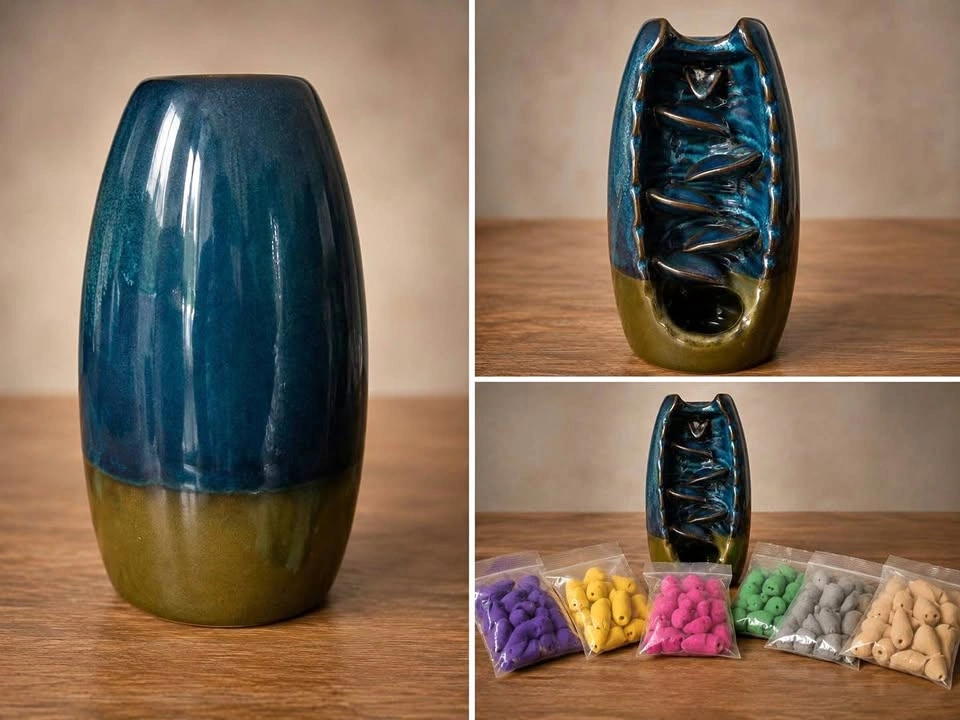 Ceramic Backflow Incense Burner with Cones