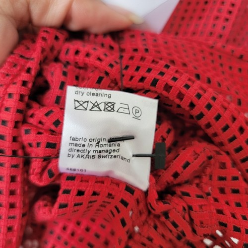 AKRIS Perforated Red Peplum Waist Short Sleeve Top - photo 4