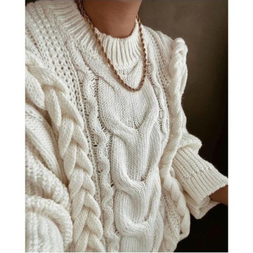 H&M Wool Blend Oversized Cottage Core Cable Knit Sweater - photo 3