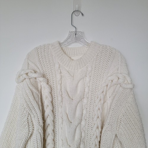 H&M Wool Blend Oversized Cottage Core Cable Knit Sweater - photo 5