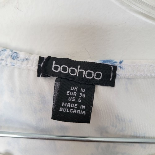 Boohoo Maternity Porcelain White Dress Light Blue Print Size 6 - photo 5