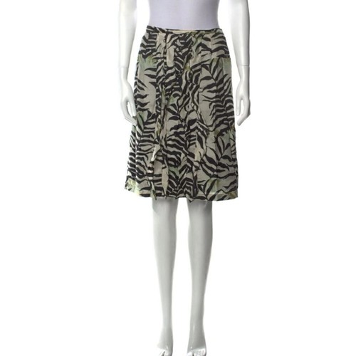 MAXMARA Silk Ruffle Pencil Skirt Floral Leaf Print Size 14 - photo 2
