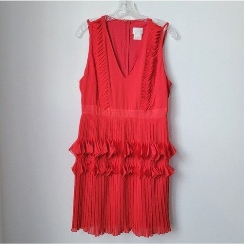 Foxiedox womens red pleated applique cocktail a-Line dress size - photo 2