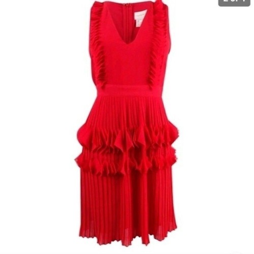 Foxiedox womens red pleated applique cocktail a-Line dress size - photo 3