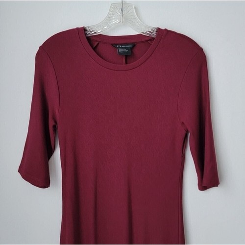 A/X ARMANI EXCHANGE Burgundy Bodycon Midi Dress Size Medium - photo 2