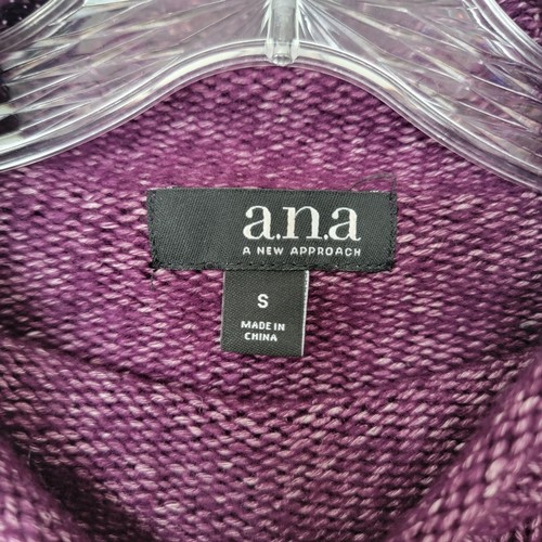 A.N.A Rolled Edges Small Deep Purple Turtleneck Bell Sleeves Swe - photo 3