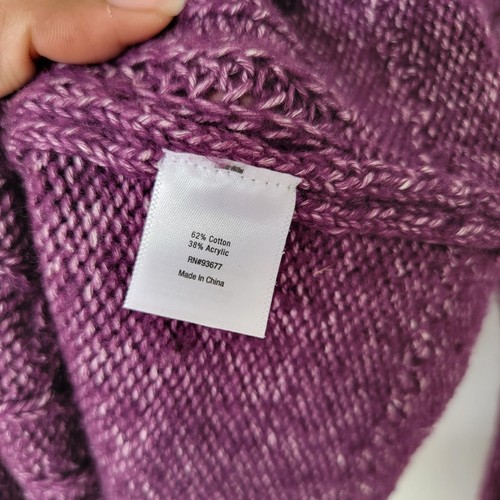 A.N.A Rolled Edges Small Deep Purple Turtleneck Bell Sleeves Swe - photo 4