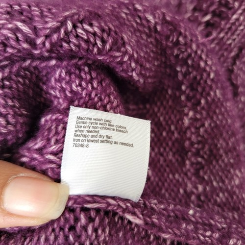 A.N.A Rolled Edges Small Deep Purple Turtleneck Bell Sleeves Swe - photo 5