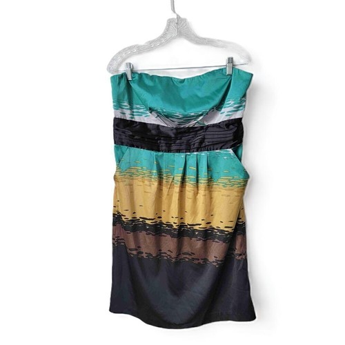 The Limited Womens Strapless Multi Color Pleated Silk Dress Size