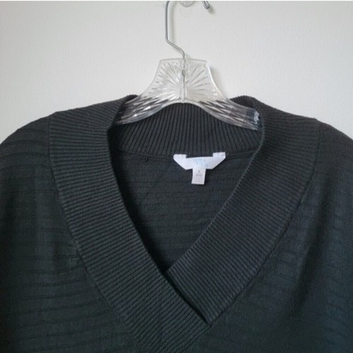 Time AND TRU Black V- Neck Oversized Knit Sweater Size Small - photo 2