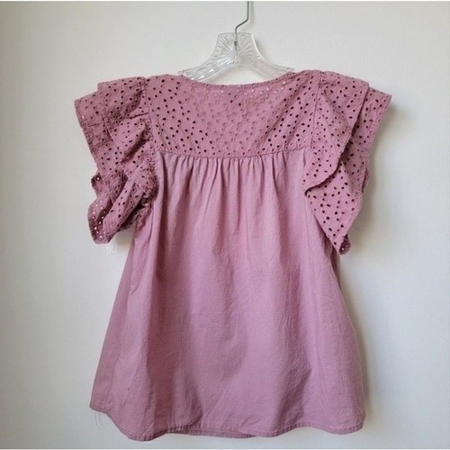 A NEW DAY Eyelet Ruffle Puff Short Sleeve Pink Size XS - photo 4