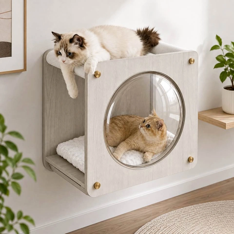 Brand New Clickat Wall-Mounted Cat Cave with Bubble Window