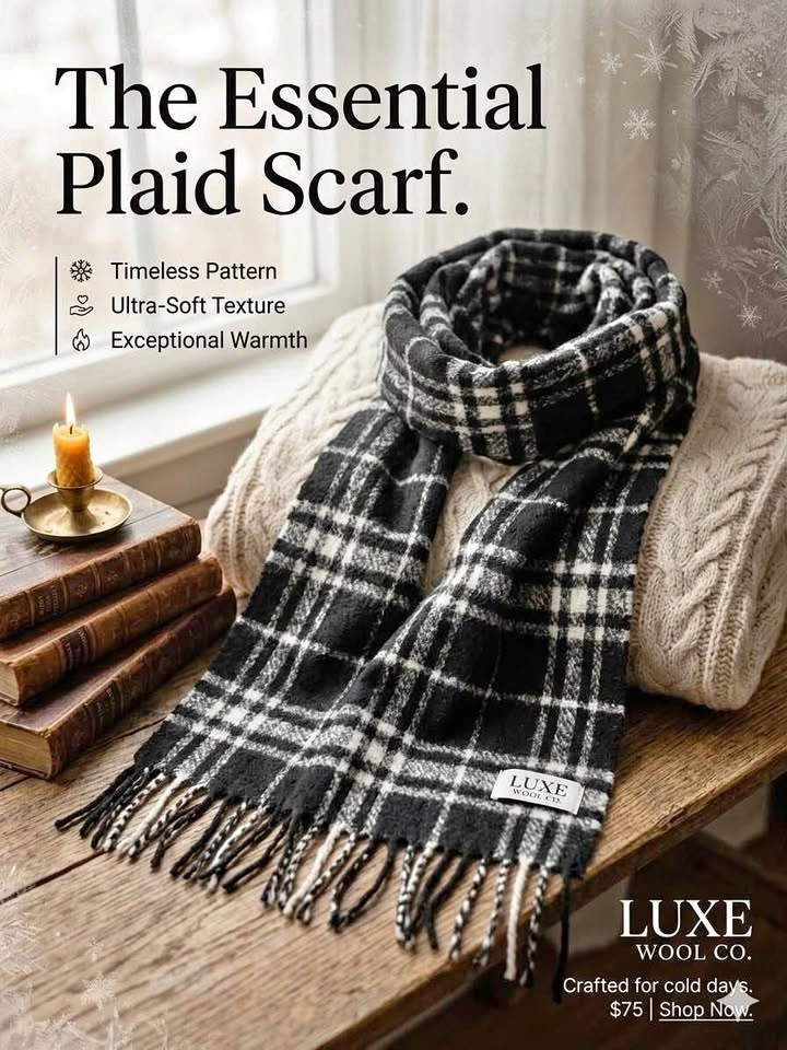 Luxe Wool Co. Essential Plaid Scarf