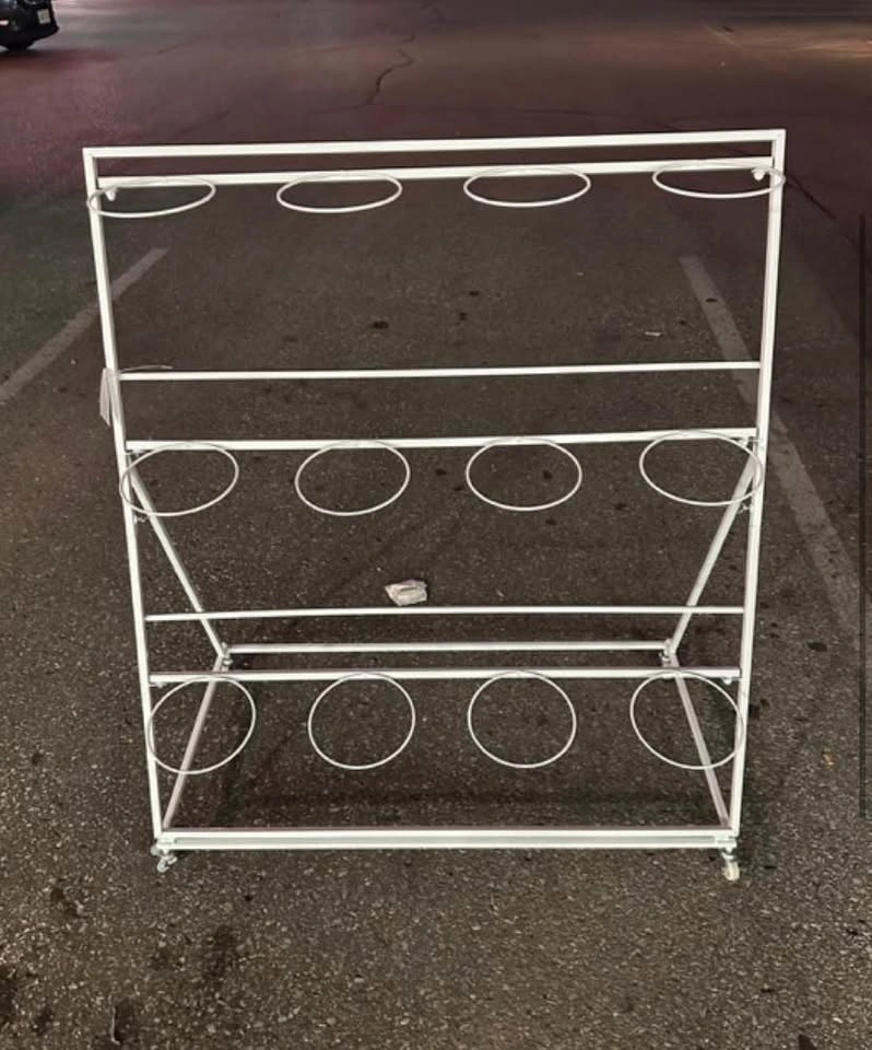 3 Tier White Metal Flower Display Stand Cart with Wheels - photo 2