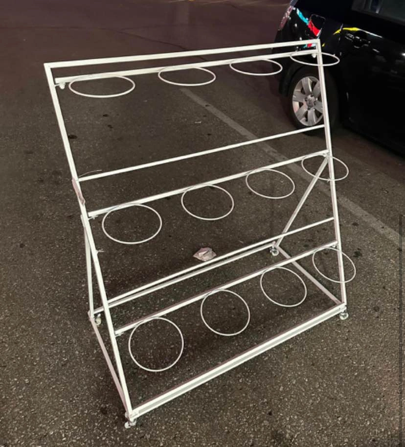3 Tier White Metal Flower Display Stand Cart with Wheels - photo 3