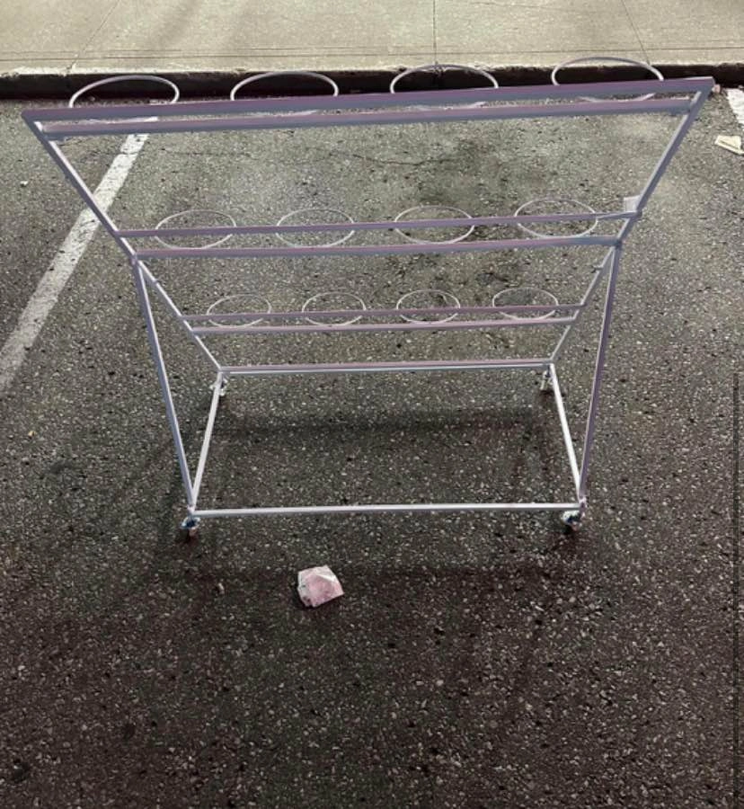 3 Tier White Metal Flower Display Stand Cart with Wheels - photo 4