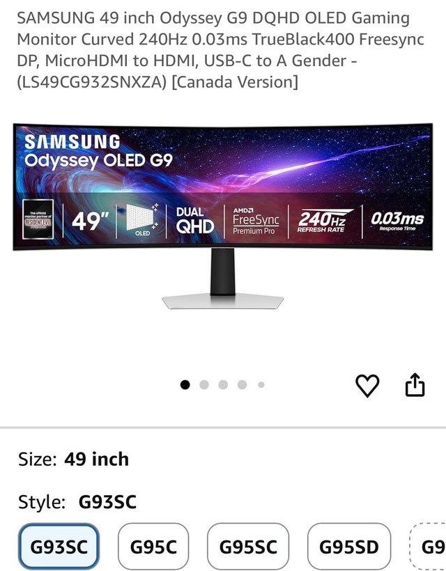 Samsung Odyssey G93SC 49" Curved Gaming Monitor - photo 5