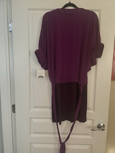 Donna Morgan Purple Solid Belted Tie Dolman Short Sleeve Dress