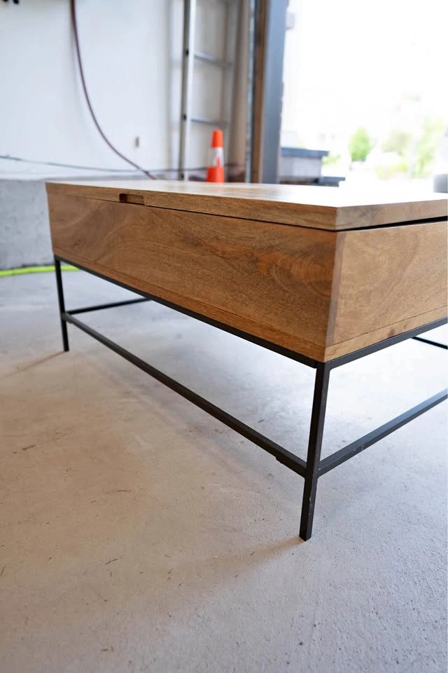 Industrial Solid Wood Storage Pop-Up Coffee Table 36”