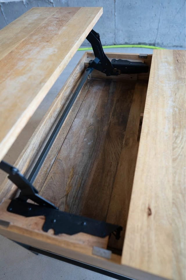Industrial Solid Wood Storage Pop-Up Coffee Table 36” - photo 2