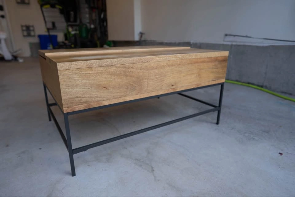 Industrial Solid Wood Storage Pop-Up Coffee Table 36” - photo 3
