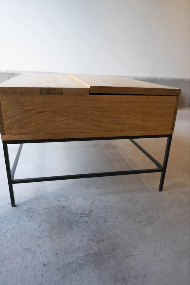 Industrial Solid Wood Storage Pop-Up Coffee Table 36” - photo 4
