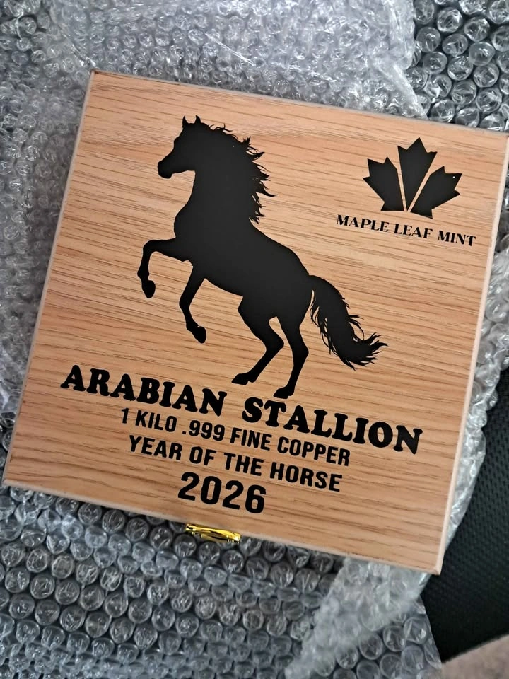 Maple Leaf Mint 1 Kilo .999 Fine Copper Arabian Stallion - photo 3