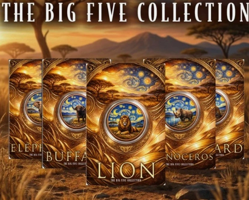 2026 African Big Five Starry Night Fusion 5 x 1 oz Copper Set - photo 2