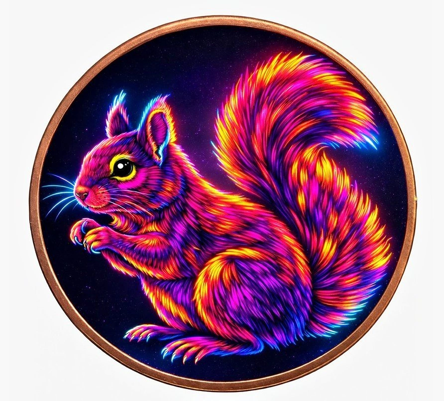 5oz Colored and Mystical Squirrel 999 Fine Collectible Copper