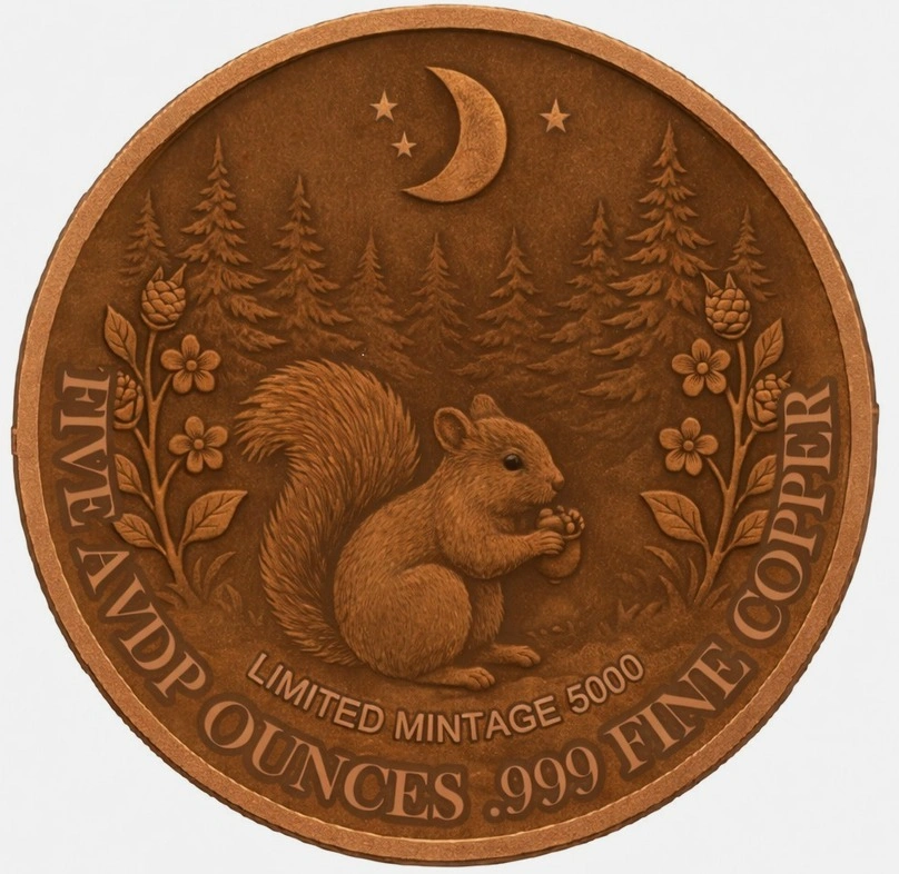 5oz Colored and Mystical Squirrel 999 Fine Collectible Copper - photo 2